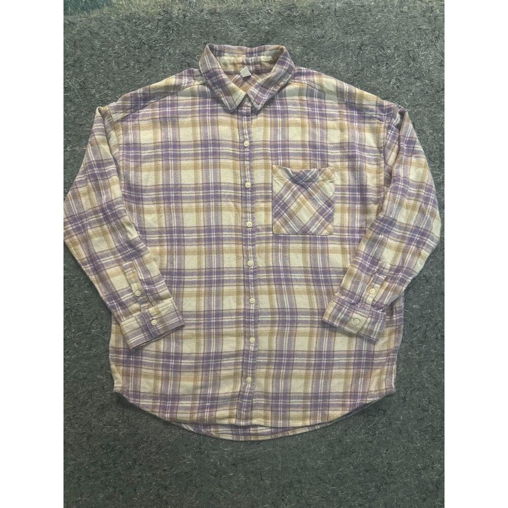 BP Women’s Small Purple Beige Plaid Flannel Button Down Shirt
